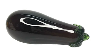 Vidrio arte vegetal berenjena púrpura vintage soplado a mano coleccionable 6" retro - Imagen 1 de 9