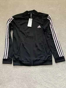 Adidas Primegreen Track Jacket Medium Black Light Pink Stripes - Picture 1 of 7