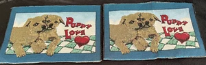 Set of 2 Puppy Love Puppies Dog Adorable Tapestry Pieces Fabric Material Panels - Picture 1 of 2