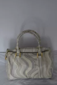 Bolso de Mano Paul Smith Mujer Crema Claro Remolino Cuero Genuino Bowler Hebilla con Cremallera - Imagen 1 de 17