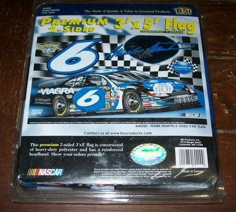 MARK MARTIN #6 VIAGRA PREMIUM 3X5 BSI 3 SIDED FLAG BRAND NEW!!! Cover