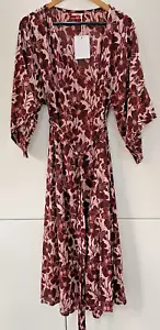 Joe Browns Pink Floral Wide Sleeve Wrap Midi Dress Belted UK 8 NEW - Picture 1 of 8