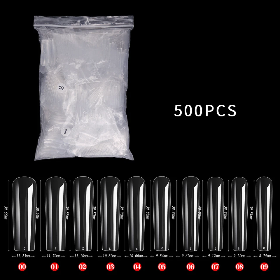  500 un./bolsa Cubierta Completa XXL Largo Ataúd de Ballet Forma Cuadrada Puntas Falsas Arte en Uñas Foto 1 de 4