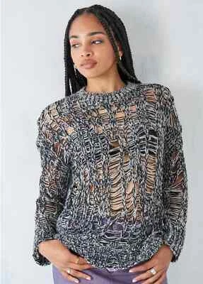 URBAN OUTFITTERS Jumper Twisted Knit Black Holey Laddered SMALL 10 12 14 ❤️ NEW - Image 1 of 4