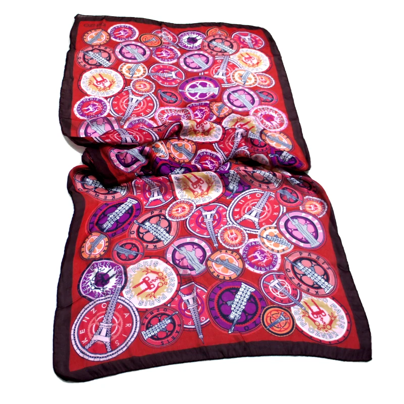 Authentique Vintage KENZO Beautiful Large Silk Scarf Women's  Logo  69"*x25"inch - Image 1 of 4