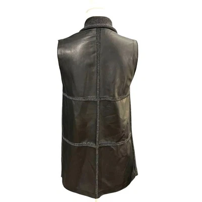 Lafayette148 Lana Suéter Chaleco Cárdigan Talla S Cuero Minimalista Cápsula Armario Foto 1 de 4