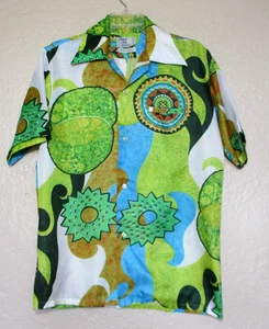 Vintage Clipper Club Mens Button Up Hawaiian Shirt 100% Polyester S - Picture 1 of 5
