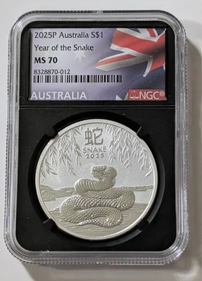 2025P AUSTRALIA S$1 YEAR OF THE SNAKE NGC MS70 SKU 8328870-012 - Image 1 of 2