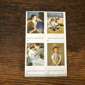 Bloque de 4 estampillas de pinturas Mary Cassatt 37c 2003 de Estados Unidos #3804-07, 3807a MNH - Imagen 1 de 2