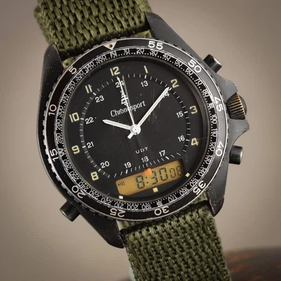 🇺🇸 TRUE MILITARY 1981 ISSUE DIVER NAVY SEAL HYBRID CHRONOSPORT UDT RAMBO WATCH - Image 1 of 4