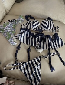 Victoria's Secret SEXY LITTLE THINGS Bra and Skirted Garter Thong + Panty 4 Pcs
