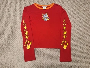 Camisa manga tatuaje gato gatito autoestima para mujer L llama fuego top estilo Y2K - Imagen 1 de 6