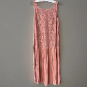 2 Pc Vintage Maxi Dress 22 Mauve Gatsby Lace Gauzy Drop Waist Jacket - Picture 1 of 15