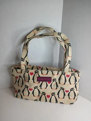 Cartera Clásica Bungalow 360 Pingüino Parejas Corazones Pequeña Lona 11x6 Foto 1 de 4