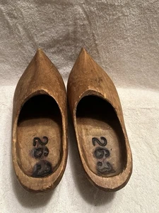 Vintage Adult Size Hand Carved Wooden Clogs Dutch Style Stamped 268 - Picture 1 of 5