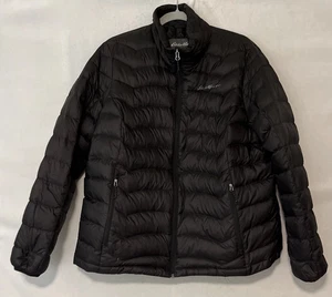 Eddie Bauer Coat Down Feathers Jacket Black Puffer Zip Pockets Women Extra Large - Picture 1 of 10