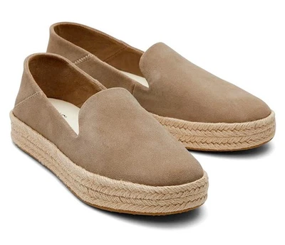 NUEVO Toms Carolina Alpargata Sin Cordones Planos - Mujer Talla 8 - Gamuza Dune Foto 1 de 4