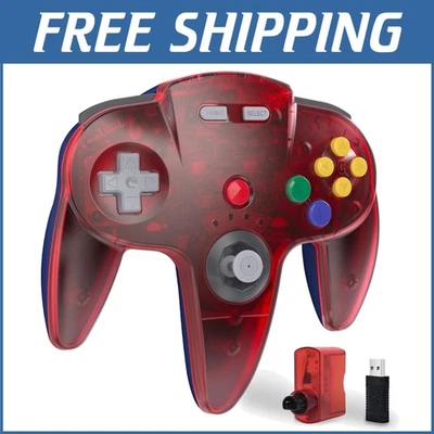 Wireless N64 Controller for Switch with 2.4GHz Rechargeable Gamepad - Clear Red - Image 1 of 4