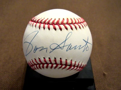 RON SANTO 9 X ALL-STAR CHICAGO CUBS HOF SIGNED AUTO OML BASEBALL JSA BEAUTY - Image 1 of 2
