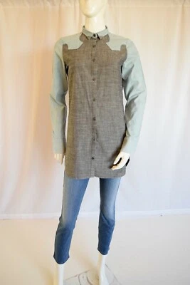 NEW $100 FIFTY FIVE DSL DIESEL SUTCLIFFE SHIRT  WOMAN SZ Medium in Grey and Blue - Image 1 of 4