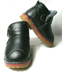 Toddler Black Faux Leather Ankle Boots Thick Fleece Outdoor Walking USA 6 EUR 22 - Picture 1 of 12