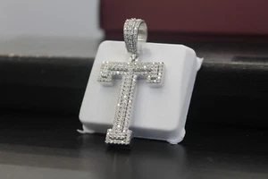 Sterling Silber mit Moissanit Initiale Alphabet Anhänger - Hip Hop Initiale - Bild 1 von 5