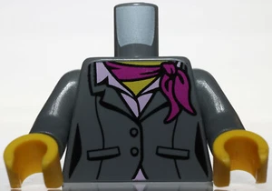 NEW Lego Female Minifig GRAY BUSINESS SUIT TORSO - Girl w/Pink Scarf - Picture 1 of 1