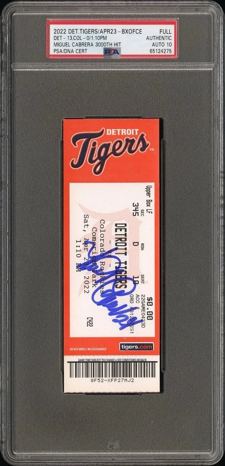 Detroit Tigers PSA 10 Auto MIGUEL CABRERA Signed 3000th Hit Full Ticket Stub 🔥 - Image 1 of 3