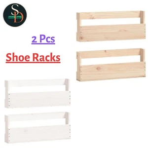 2 Pcs Wall-Mounted Shoe Racks Shoe Storage Shoe Shelf Solid Wood Pine vidaXL - Picture 1 of 13