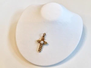 Authentic Tiffany & Co. 18K Gold 750 Pearl Cross Pendant Charm Top Rare Vintage - Bild 1 von 8