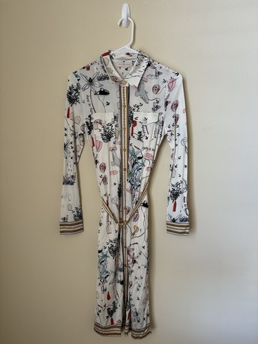 Abito Camicia Tory Burch Nuova Stampa Jersey Poesia Delle Cose Avorio XS