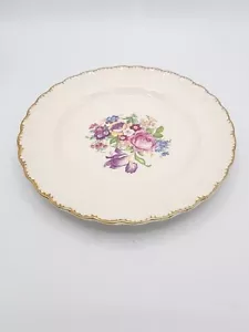 Piatto vintage Leigh Ware Leigh Potters USA 22K finiture floreali 7" pollici oro - Foto 1 di 13