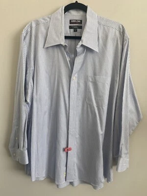 Blue & white striped tradition fit button up long sleeve shirt men's size XL - Image 1 of 4