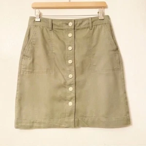 Talbots Army Green A-line short skirt w/buttons down the front pockets Size 6p - Picture 1 of 9