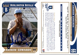 Andrew Edwards Signed 2013 Grandstand Burlington Royals #6 Card Auto AU