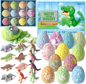 Bath Bombs with Surprise Dinosaur Toys Inside 12 Pack Organic and Natural Bubble - Picture 1 of 11
