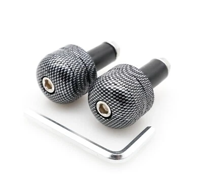 MOTORBIKE MOTORCYCLE ROUND 13MM CARBON EFFECT BAR ENDS PAIR - Image 1 of 3