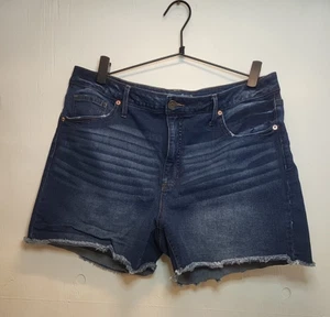 Pantalones cortos de jean Terra & Sky para mujer talla 16W tiro alto corte dobladillo crudo lavado medio - Imagen 1 de 6
