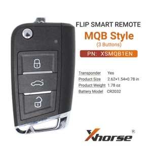Xhorse VVDI Smart Proximity Flip Remote Key 3 Buttons MQB Type XSMQB1EN - Picture 1 of 7