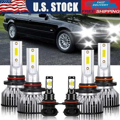 For BMW 525i 1991-1994 Combo LED Headlight Bulbs High Low Beam Fog Light Kit Foto 1 de 4