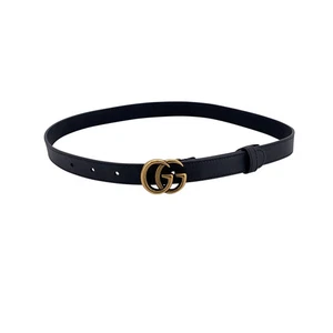 Cintura Gucci Marmont sottile in pelle nera con fibbia GG, taglia 70/28 - Picture 1 of 3