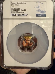 2022 Fiji $1 Guile Street Fighter 1oz Silver Colorized Coin NGC PF 70 UC Mini - Picture 1 of 3