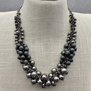 lia sophia Necklace Statement Bead Cluster Adjustable Silver Tone 20 Inch Jewelr - Picture 1 of 7