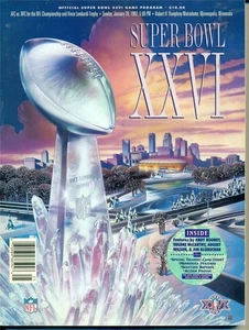 Super Bowl XXVI offizielles Spielprogramm im Metrodome, Minneapolis 26. Januar 1992 - Bild 1 von 1