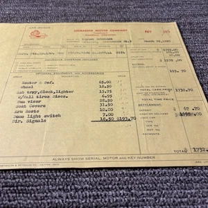Vtg 1950 Chevrolet Auto Dealer Sales Receipt Car Dealership Invoice - Picture 1 of 2