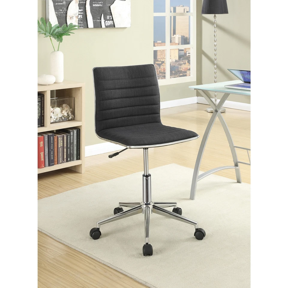 Silla de escritorio Benjara contemporánea con respaldo medio, gris negro Foto 1 de 1