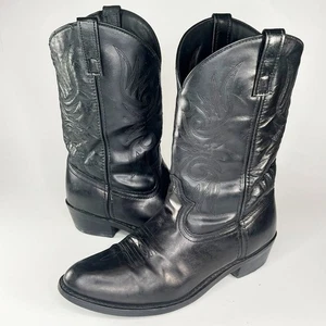 Laredo Paris Leather Western Cowboy Boots 4240 Black Men 10 - Picture 1 of 17