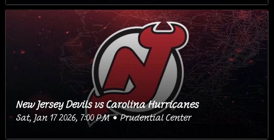 2 NJ Devils Vs Carolina Hurricanes Tickets  1/17/26 Sec 132 Row 1 - Image 1 of 1