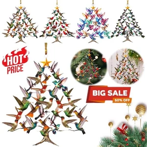 Hummingbird Christmas Ornament, Colorful Hummingbirds Tree Decor Pendants - Picture 1 of 20