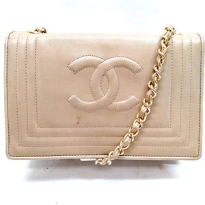 Chanel Shoulder Bag Beige Lamb Skin 4459156 - Picture 1 of 21